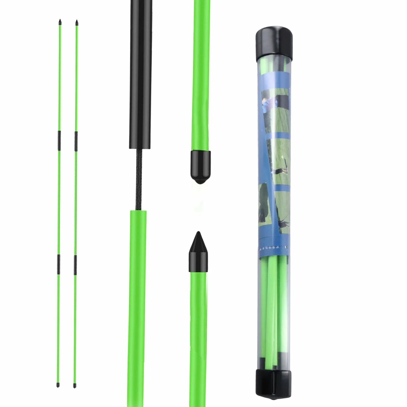 Zestaw 2 patyczków golfowych, 122,5 cm, składana pomoc do ćwiczeń golfowych z przezroczystą rurką do przechowywania, drążki do ćwiczeń wyrównania golfa, narzędzie do trenera pełnej huśtawki, pomoc