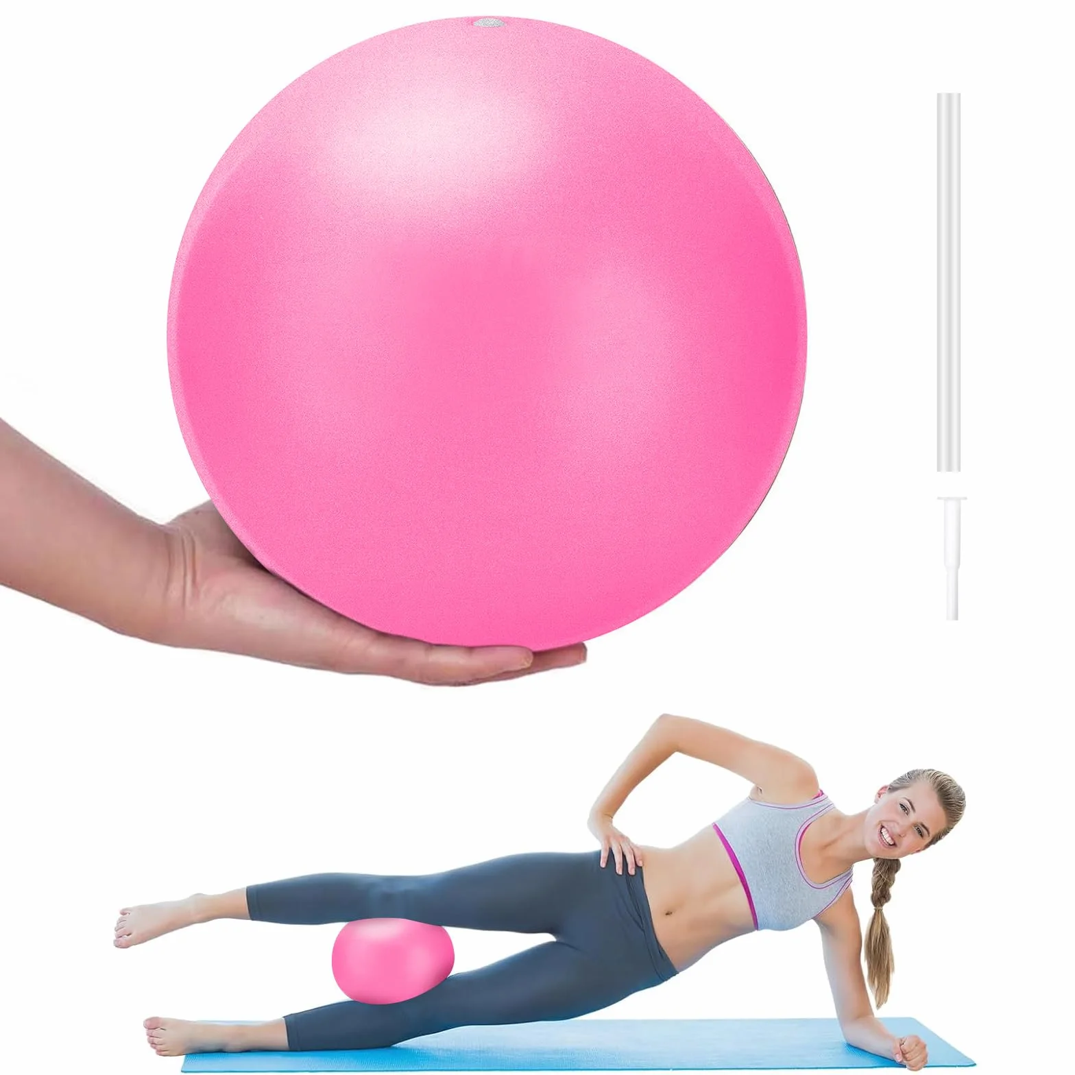 Mała piłka gimnastyczna, mała piłka do pilatesu, 20 cm, miękka piłka do fitnessu, piłka do siedzenia, miękka piłka do jogi do treningu brzucha i ramion, balansu, sportu, antypoślizgowa, super