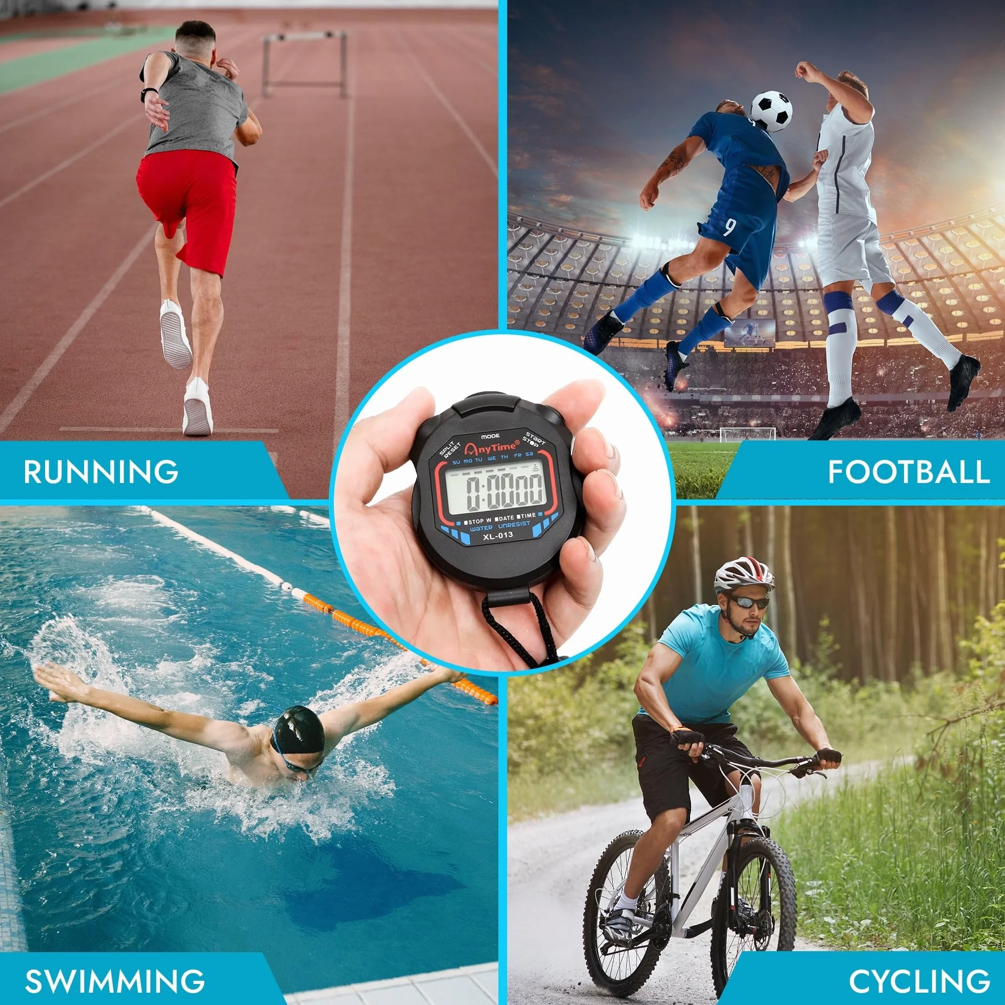 CREADY Stoper sportowy z 2 gwizdkami ze stali nierdzewnej, stopery sportowe do piłki nożnej, pływania lub lekkoatletyki, chronometru opozycji, idealny do sędziego