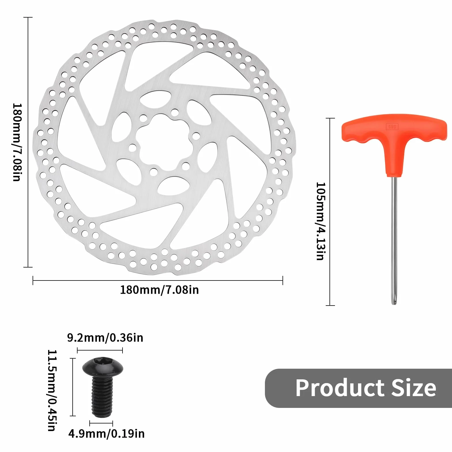 Zestaw tarcz hamulcowych do roweru, 180 mm, RT56 CNC, hamulec tarczowy, stal nierdzewna, hamulec tarczowy z 6 otworami i śrubami T25, tarczami hamulcowymi, kompatybilne z Shimano MTB, rower górski