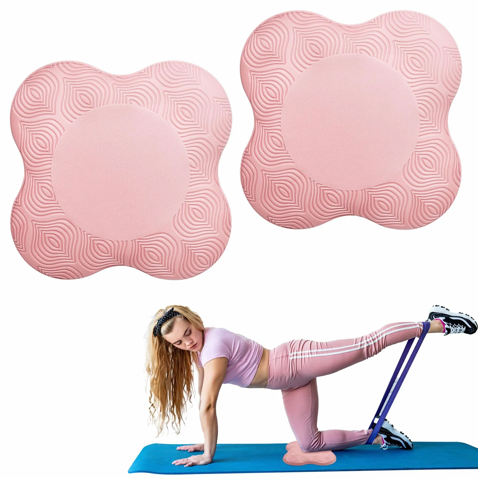 Zestaw 2 ochraniaczy na kolana, do jogi, fitnessu, pilatesu, 20 x 20 cm, podparcie kolan, dłoni, nadgarstków i łokci, do jogi, fitnessu, pilatesu