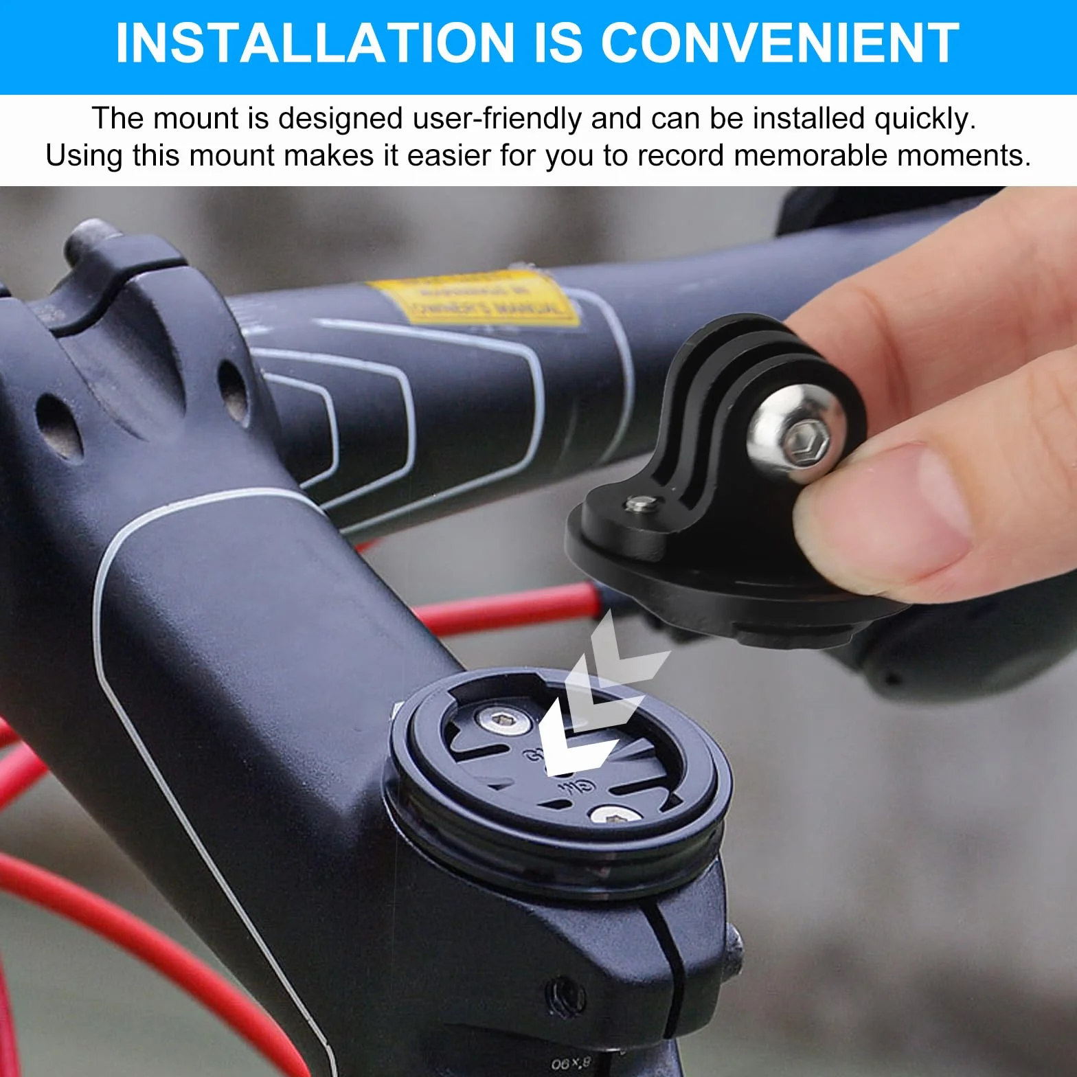 Uchwyt na kamerę rowerową VOSSOT, adapter do mocowania na rowerze kompatybilny z interfejsem Edge, w zestawie klucz, uchwyt na kierownicę roweru do kamery Garmin Edge GoPro i akcesoriów rowerowych