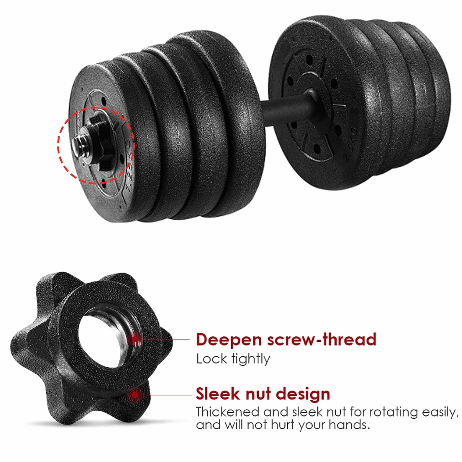 4 szt. Hantle z nakrętką sześciokątną, klipsy do hantli, do hantli, podnoszenia ciężarów, treningu fitness, 4 szt. (czarne)