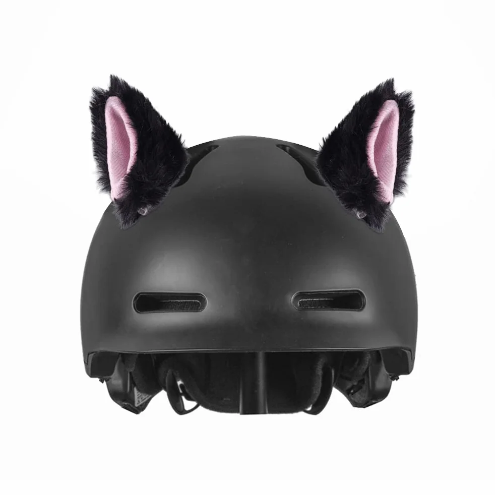 Moanyt Zestaw 2 uszu kota do kasku rowerowego, kask narciarski, kask motocyklowy, kask snowboardowy (kask nie wchodzi w zakres dostawy), czarny i różowy.