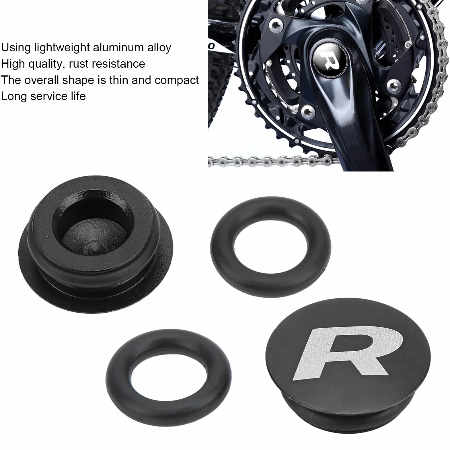 Osłona Przeciwpyłowa Mechanizmu Korbowego do Roweru Górskiego, Nasadka Wspornika śruby Mocującej Korby Rowerowej, Nasadka Wału środkowego ze Stopu Aluminium do(1 czarna osłona przeciwpyłowa)