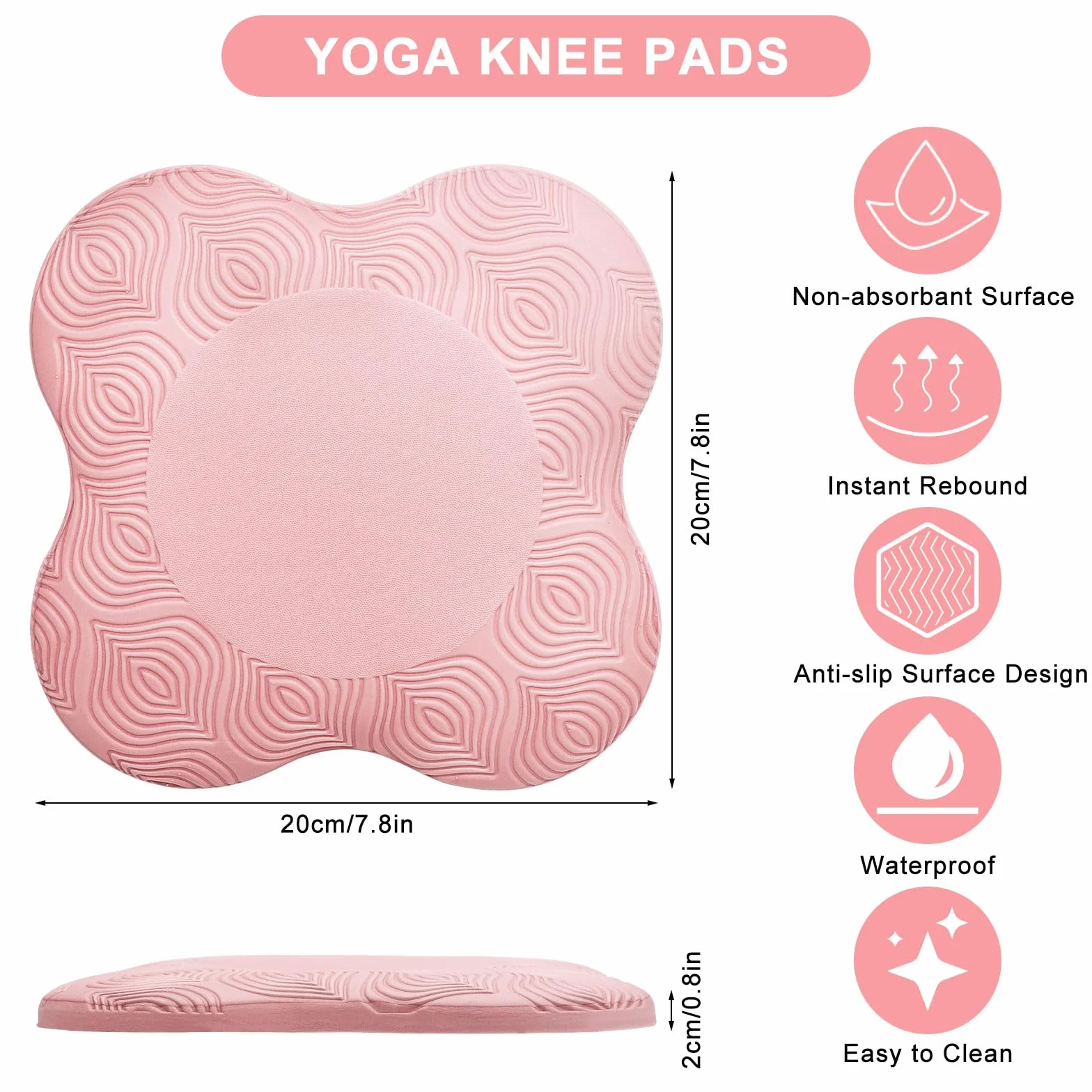 Zestaw 2 ochraniaczy na kolana, do jogi, fitnessu, pilatesu, 20 x 20 cm, podparcie kolan, dłoni, nadgarstków i łokci, do jogi, fitnessu, pilatesu