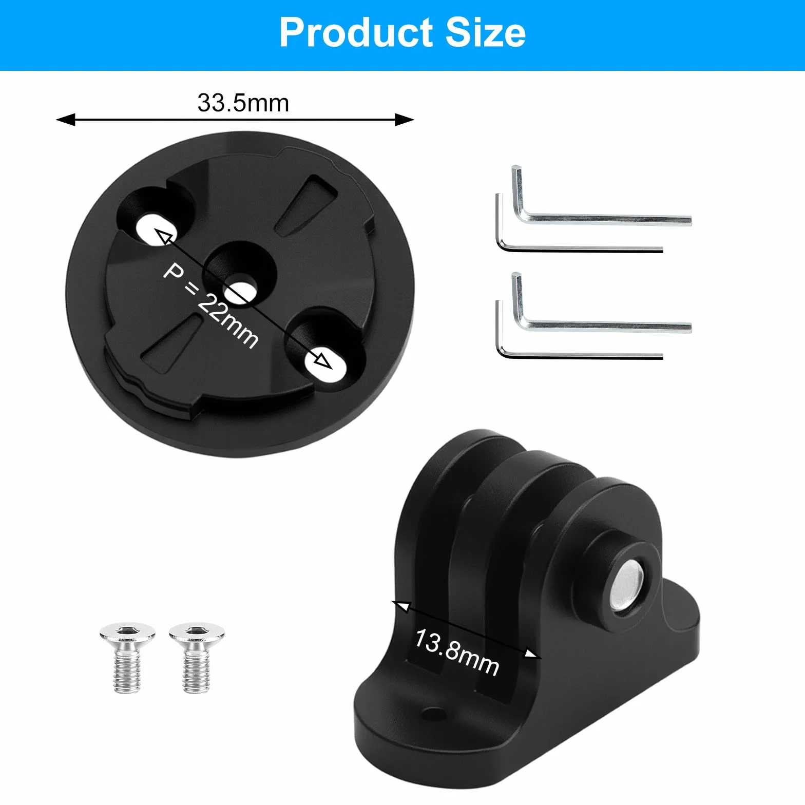 Uchwyt na kamerę rowerową VOSSOT, adapter do mocowania na rowerze kompatybilny z interfejsem Edge, w zestawie klucz, uchwyt na kierownicę roweru do kamery Garmin Edge GoPro i akcesoriów rowerowych