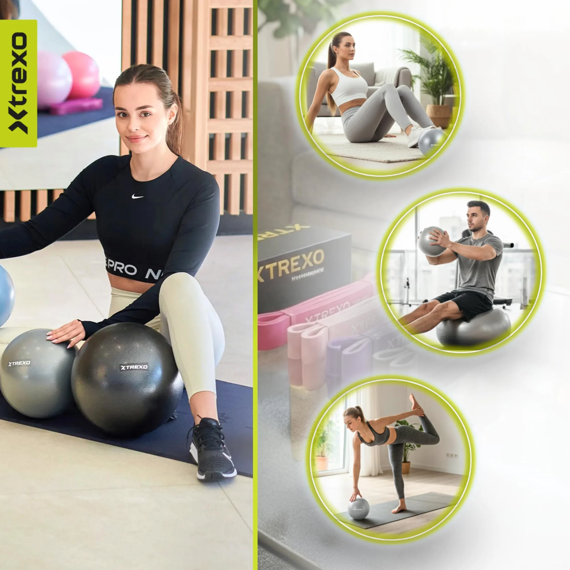 TREXO Mini piłka gimnastyczna o średnicy 20 cm, wyprodukowana z PCW, trwała i odporna na zużycie piłka treningowa, lekka i łatwa do przenoszenia, idealna do fitnessu