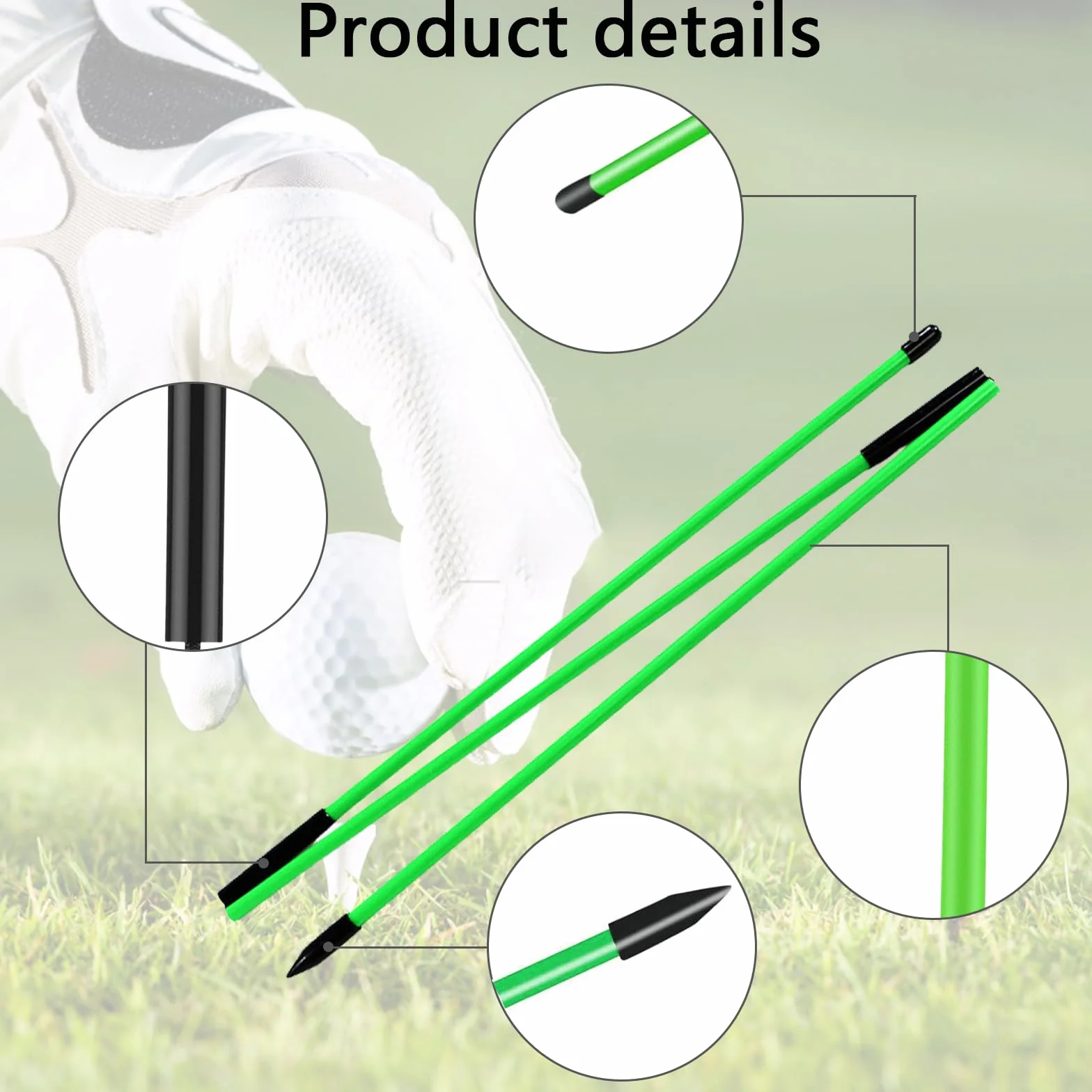 Zestaw 2 patyczków golfowych, 122,5 cm, składana pomoc do ćwiczeń golfowych z przezroczystą rurką do przechowywania, drążki do ćwiczeń wyrównania golfa, narzędzie do trenera pełnej huśtawki, pomoc