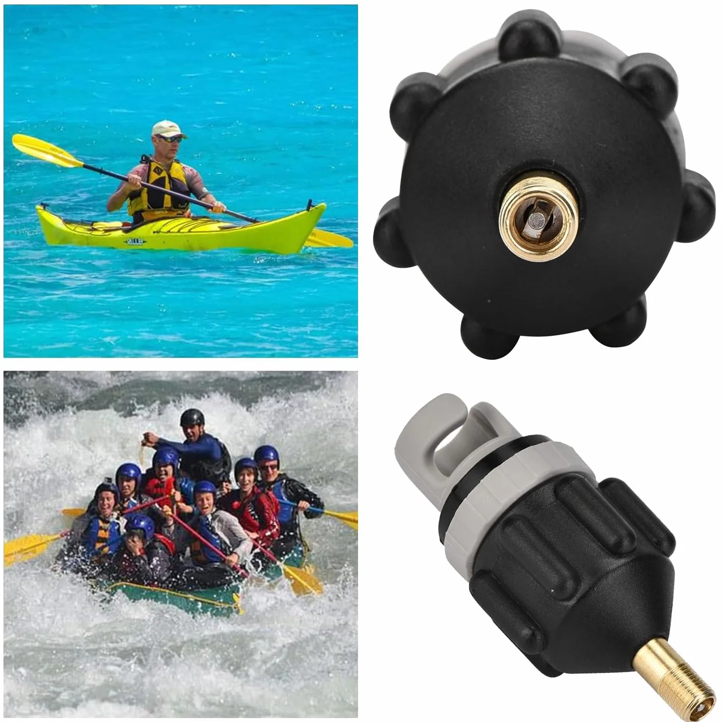 1 opakowanie Adapter zaworu powietrza łodzi, adapter zaworu pompy Sup, konwerter pompy powietrza do nadmuchiwanego łodzi do nadmuchiwanego łóżka, nadmuchiwanej łodzi (czarny)