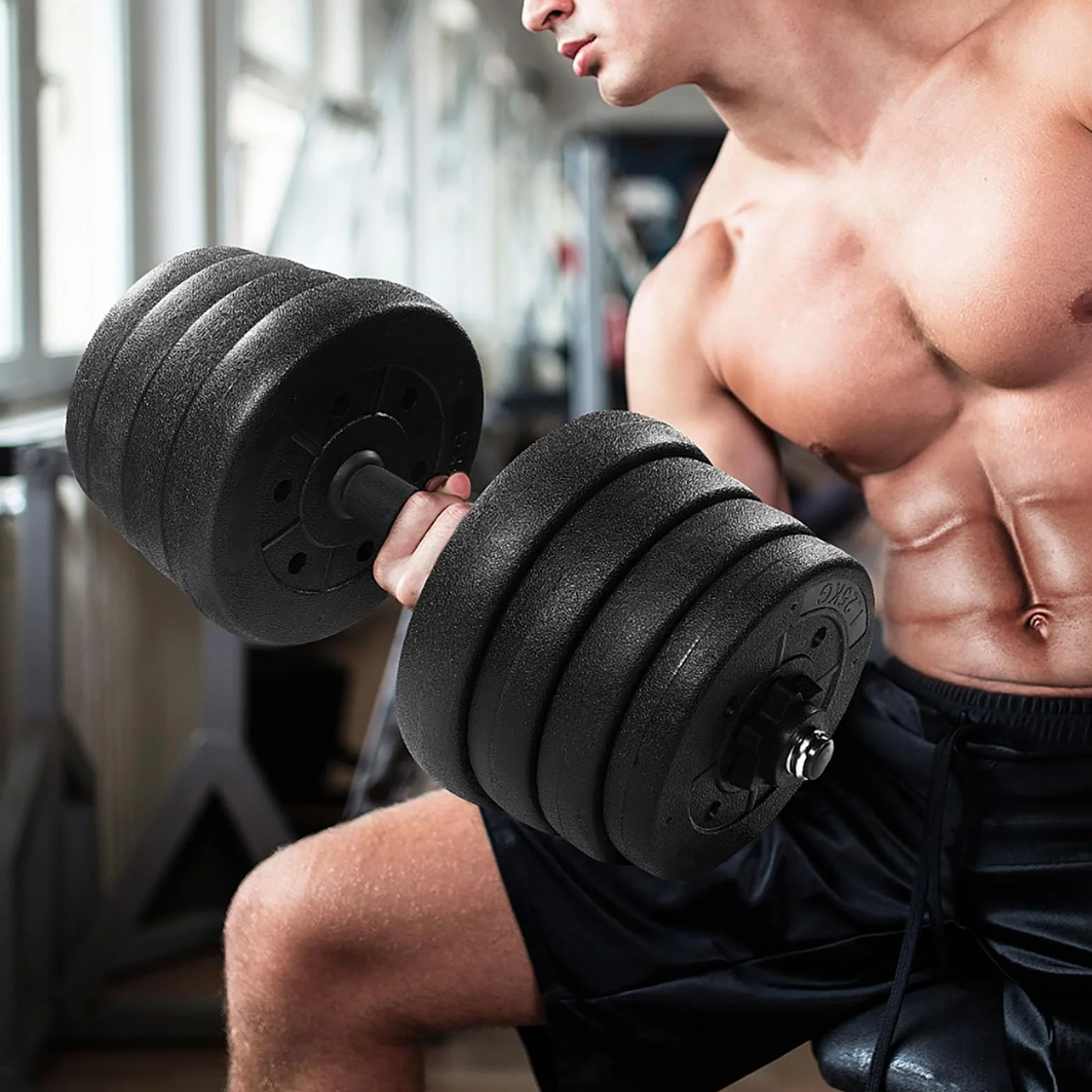 4 szt. Hantle z nakrętką sześciokątną, klipsy do hantli, do hantli, podnoszenia ciężarów, treningu fitness, 4 szt. (czarne)