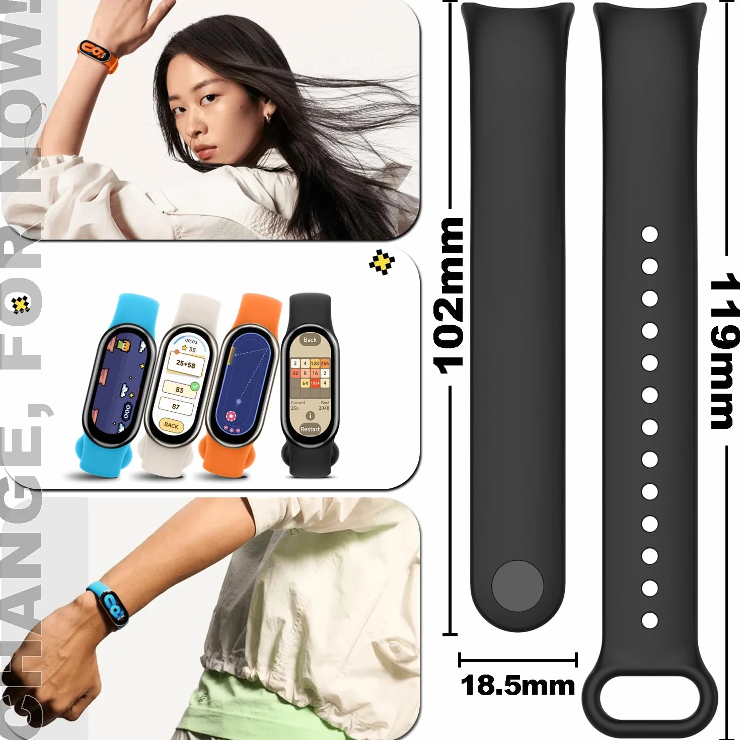 3-10 Sztuki Pasek Kompatybilny z Xiaomi Smart Band 10/9/8, Urodzony do Sportu, Miękki Paski, Szybkie Zwolnienie