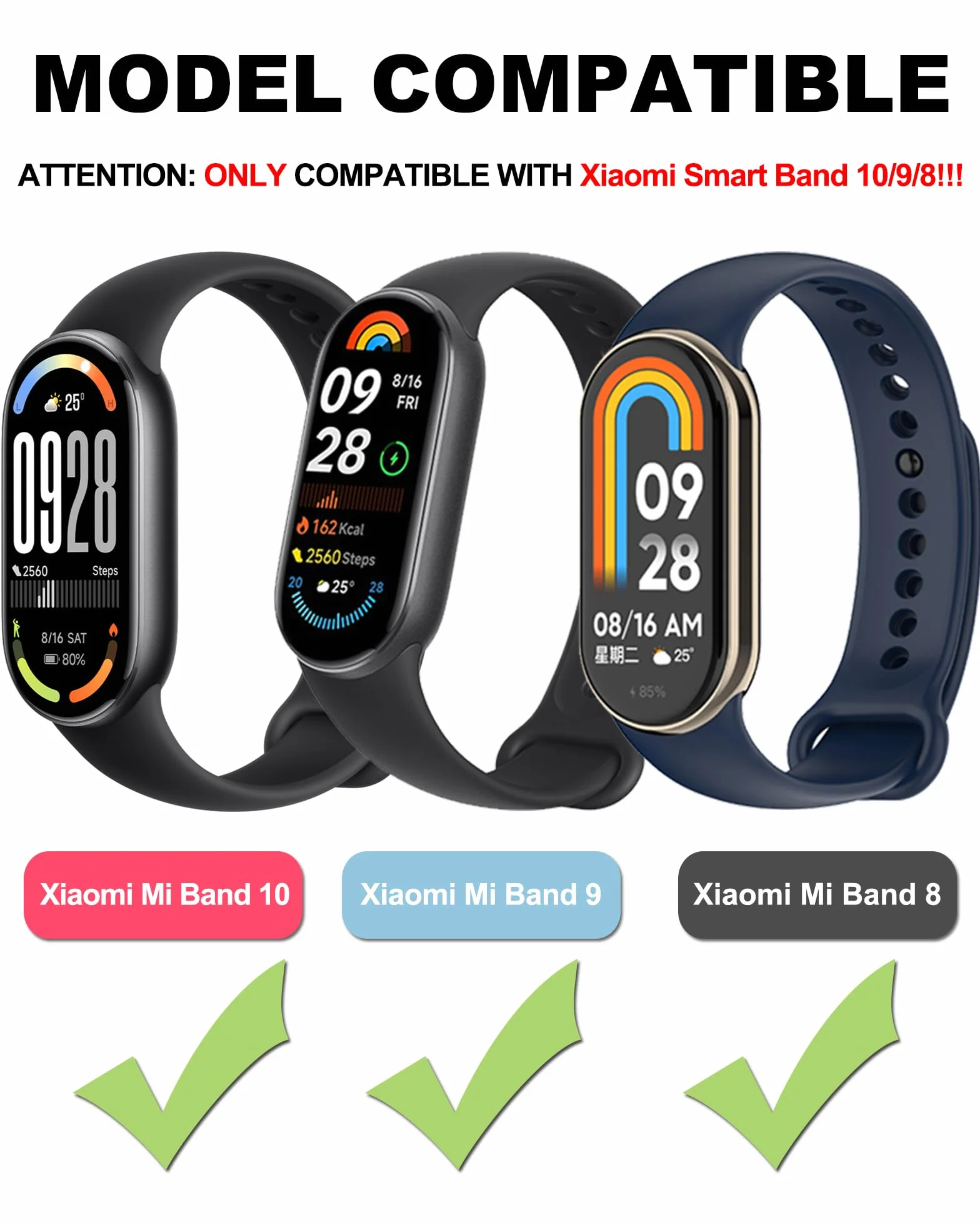 3-10 Sztuki Pasek Kompatybilny z Xiaomi Smart Band 10/9/8, Urodzony do Sportu, Miękki Paski, Szybkie Zwolnienie
