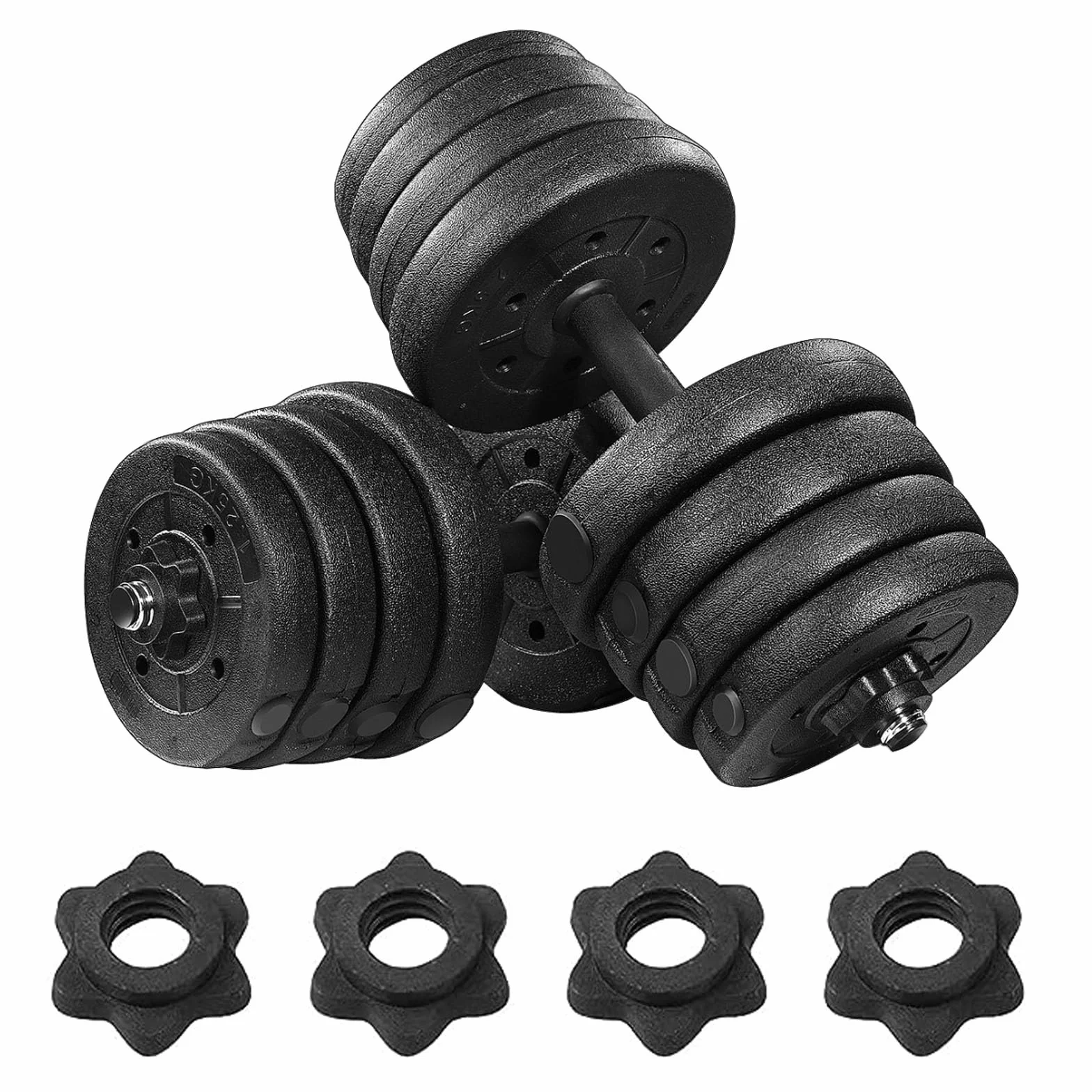 4 szt. Hantle z nakrętką sześciokątną, klipsy do hantli, do hantli, podnoszenia ciężarów, treningu fitness, 4 szt. (czarne)