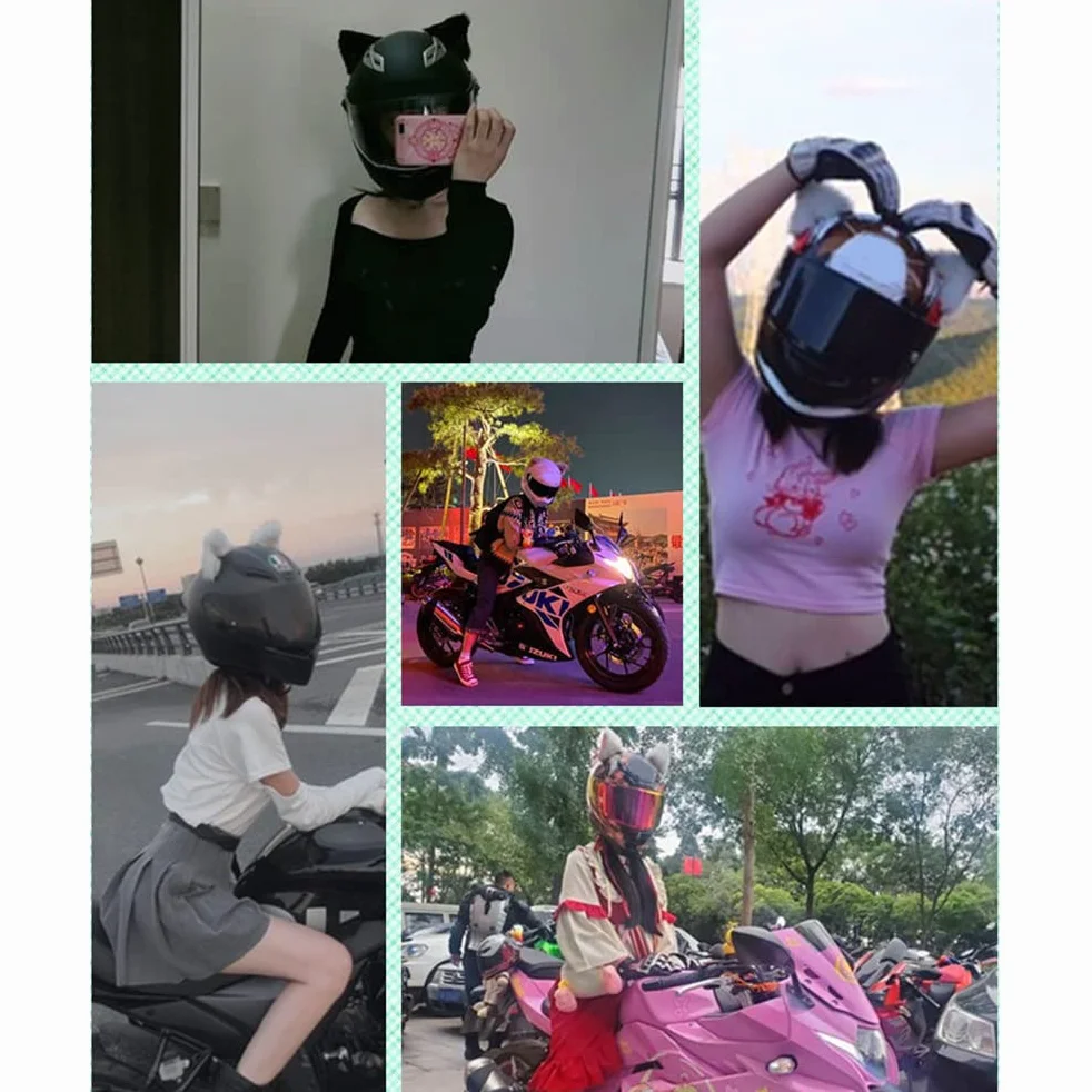 Moanyt Zestaw 2 uszu kota do kasku rowerowego, kask narciarski, kask motocyklowy, kask snowboardowy (kask nie wchodzi w zakres dostawy), czarny i różowy.