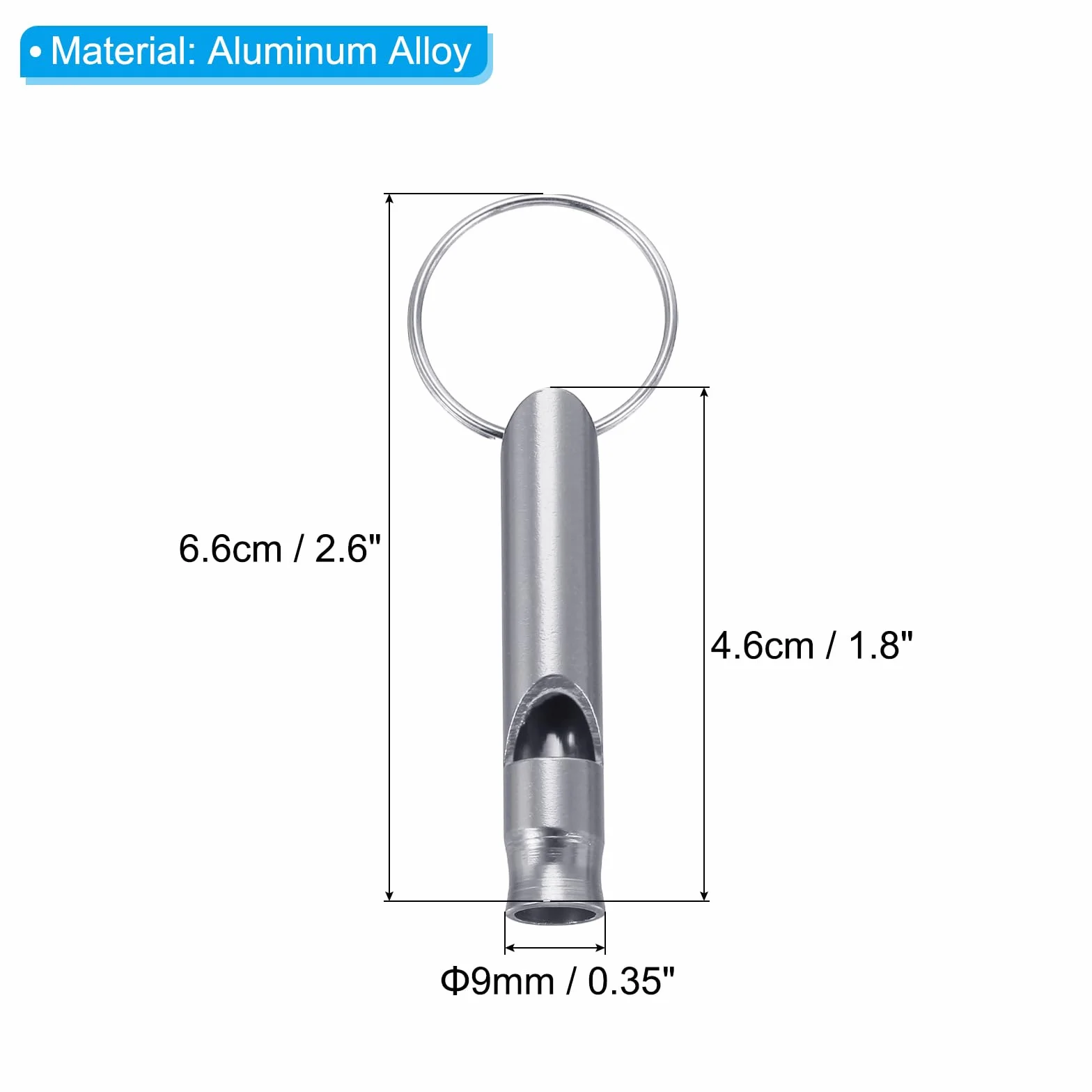 PATIKIL Gwizdek awaryjny, 5 sztuk, głośny dźwięk, aluminiowy, gwizdki do kluczy, bezpieczeństwo na zewnątrz, gwizdek survivalowy, do pływania łodzią, kemping, wędrówki, srebrny