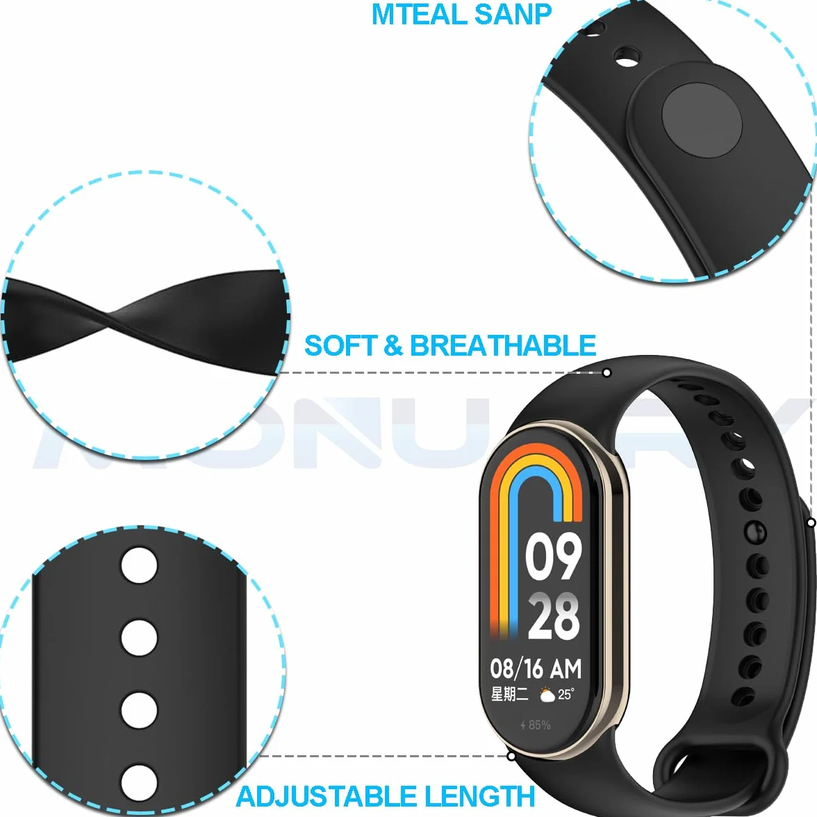 3-10 Sztuki Pasek Kompatybilny z Xiaomi Smart Band 10/9/8, Urodzony do Sportu, Miękki Paski, Szybkie Zwolnienie