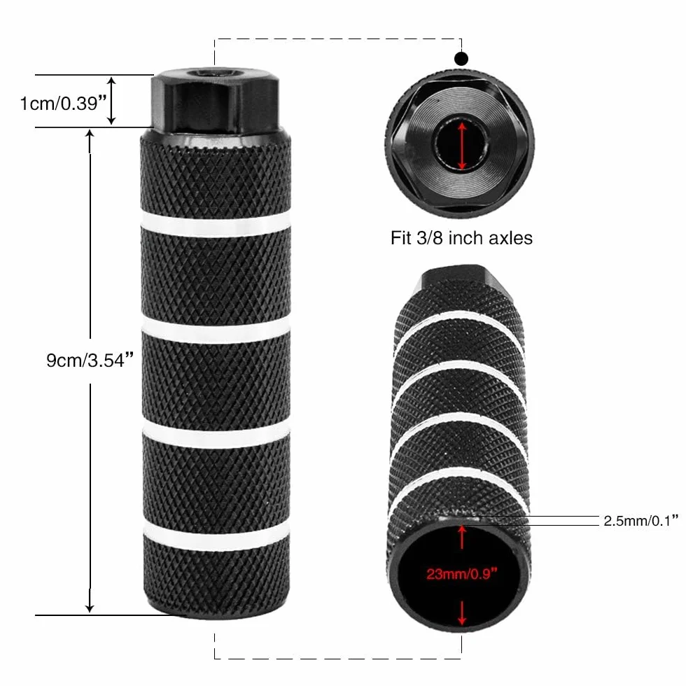 KINSPORY 3/8 cala - 26-zębowe kołki rowerowe ze stopu aluminium, tylne siedzenia, zestaw 2 szt. BMX peg, bIke peg
