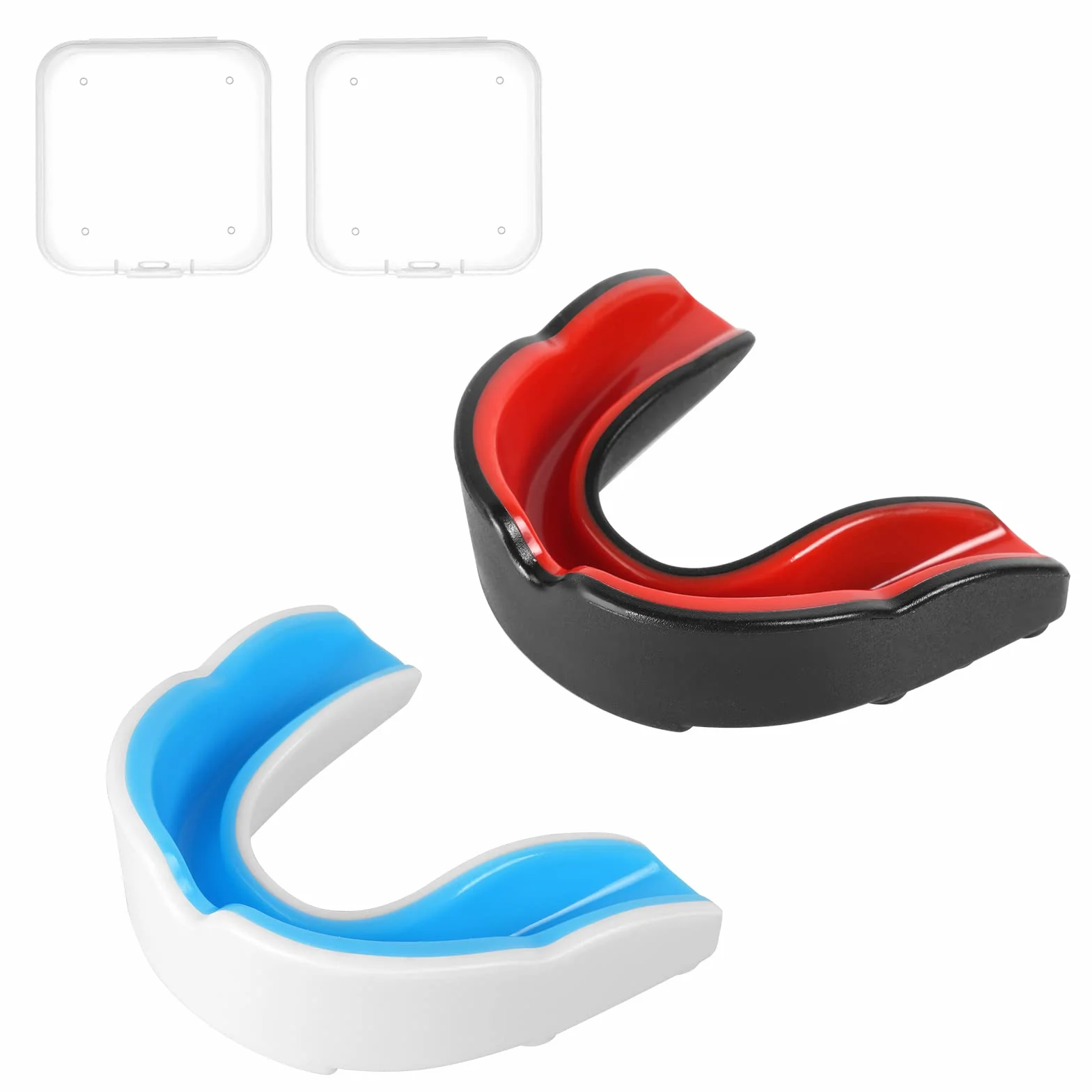 Flintronic 2 szt. ochraniacz na zęby dla dorosłych, sportowy ochraniacz na zęby z etui, do rugby, boksu, sztuk walki, hokeja, MMA, karate, taekwondo i innych sportów kontaktowych (czarno-czerwony +