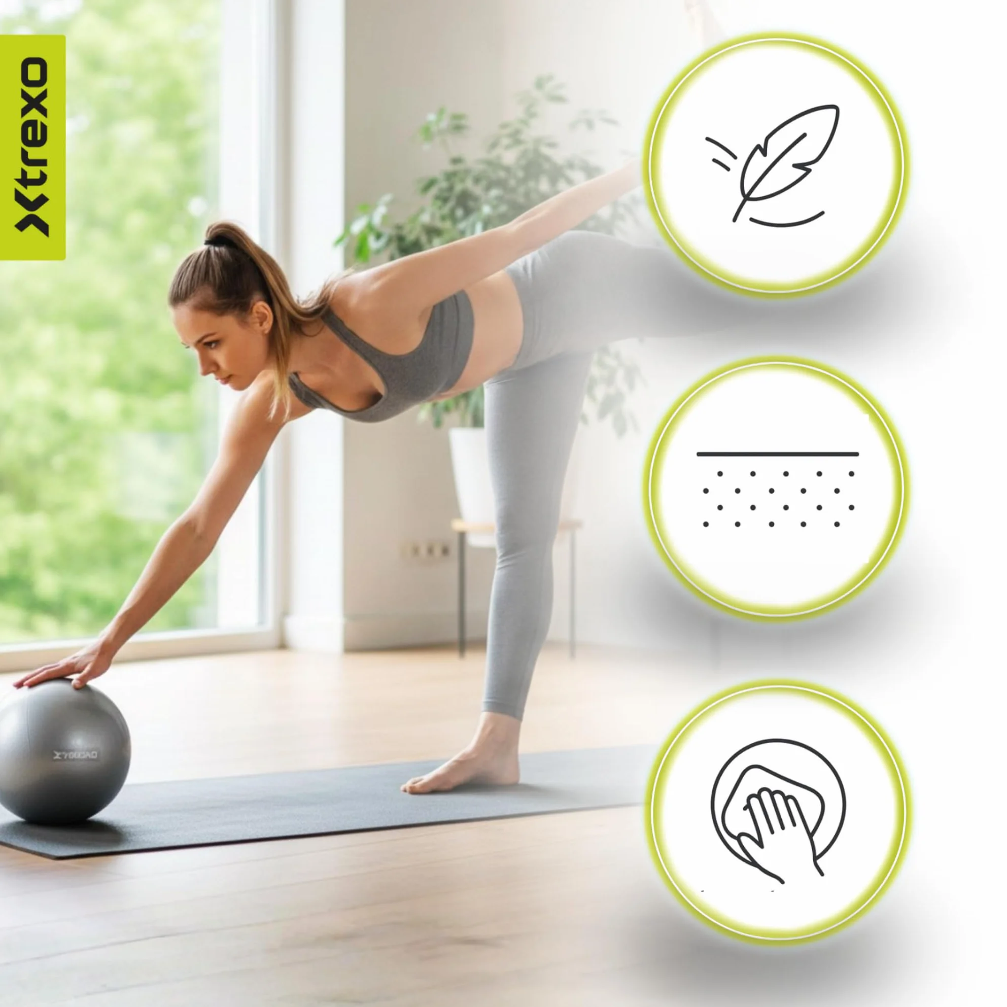 TREXO Mini piłka gimnastyczna o średnicy 20 cm, wyprodukowana z PCW, trwała i odporna na zużycie piłka treningowa, lekka i łatwa do przenoszenia, idealna do fitnessu