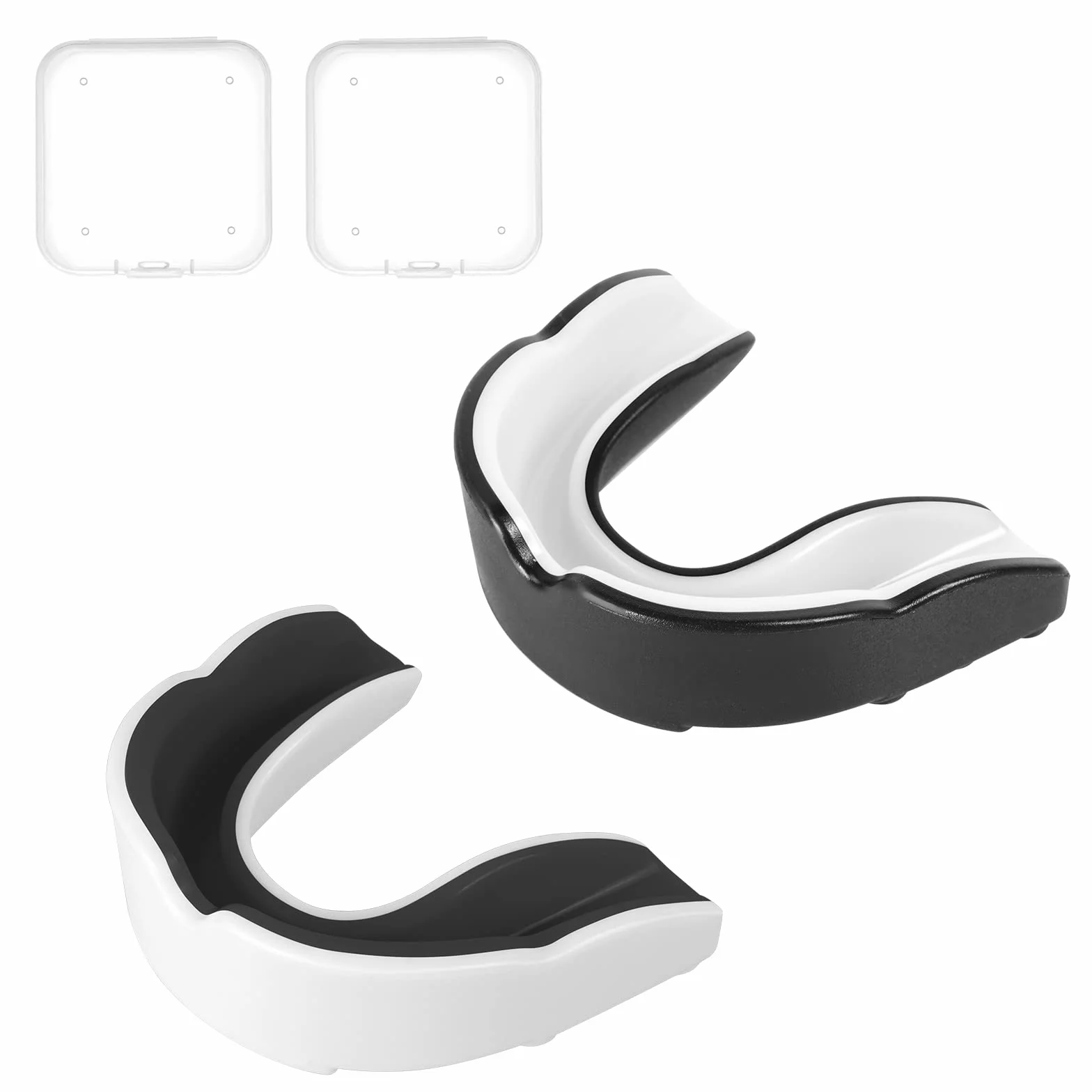 Flintronic 2 szt. sportowa osłona na zęby dla dorosłych z etui, do rugby, boksu, sztuk walki, hokeja MMA, karate, taekwondo i innych sportów kontaktowych (biały + czarny)