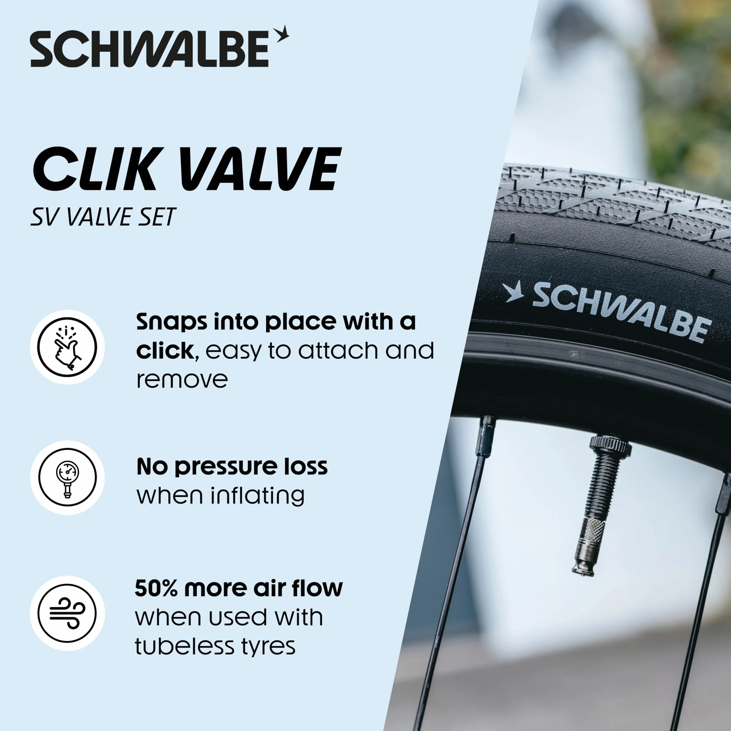 Schwalbe Clik Valve - nakładka na wentyl rowerowy, SV-SCV Conversion Kit (Valve Only)