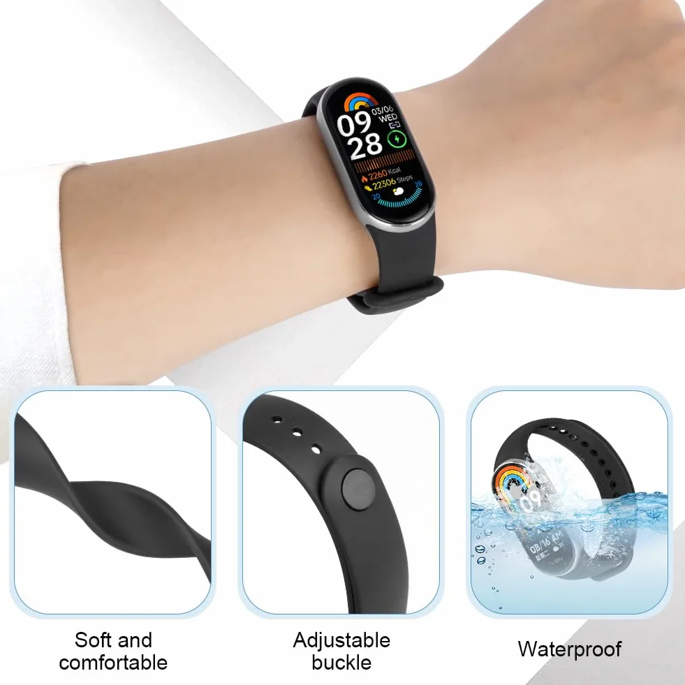 Ainiv 3-20 szt. pasków kompatybilnych z Xiaomi Mi Band 8, 9, 10, miękkie silikonowe paski zastępcze, kolorowe paski do Xiaomi Smart Band 8, 9, 10, 3 szt., pomarańczowy, czerwony, żółty, talla única