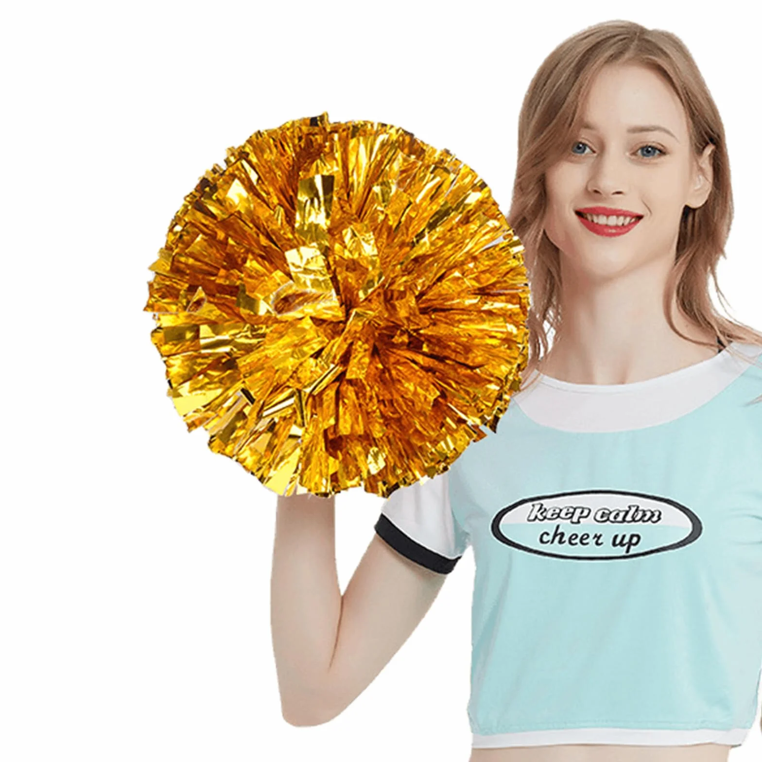 Pompony do cheerleaderek, 12 sztuk pomponów sportowych, cheerleaderek, nadają się na imprezy sportowe, gry w piłkę, tańce, imprezy karnawałowe, złote