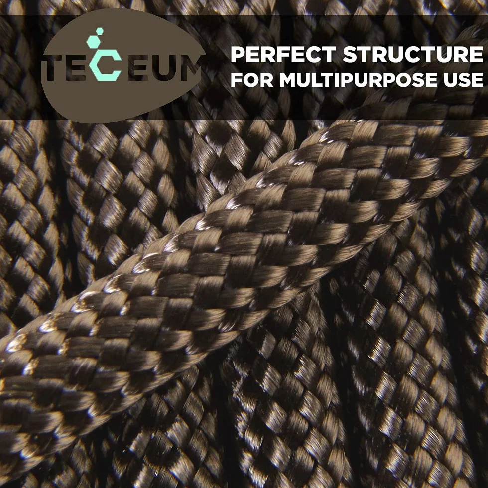 TECEUM Paracord typ III 550 miedziany, brązowy, 30,5 m, 4 mm, linka taktyczna MIL-SPEC, linka do aktywności na zewnątrz, na kemping, wędrówki, sprzęt wędkarski, linka spadochronowa EDC, mocna lina survivalowa, 015