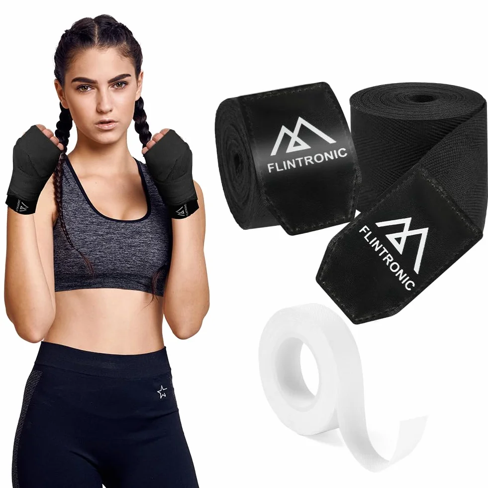 flintronic Wewnętrzne rękawiczki bokserskie, bandaże do sztuk walki, elastyczne bandaże na kciuk, do MMA, treningu, muay thai, kickboxingu i sportów walki